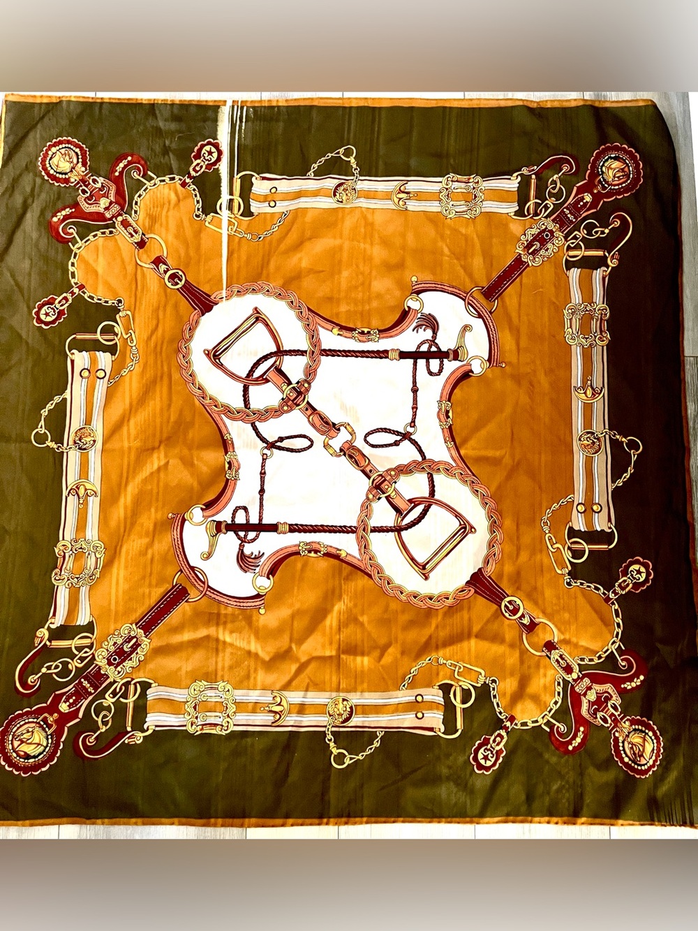 Equestrian Large Silk Hand-rolled scarf